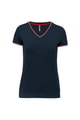 Dames T-shirt V Hals Kariban K394 NAVY-RED-WHITE